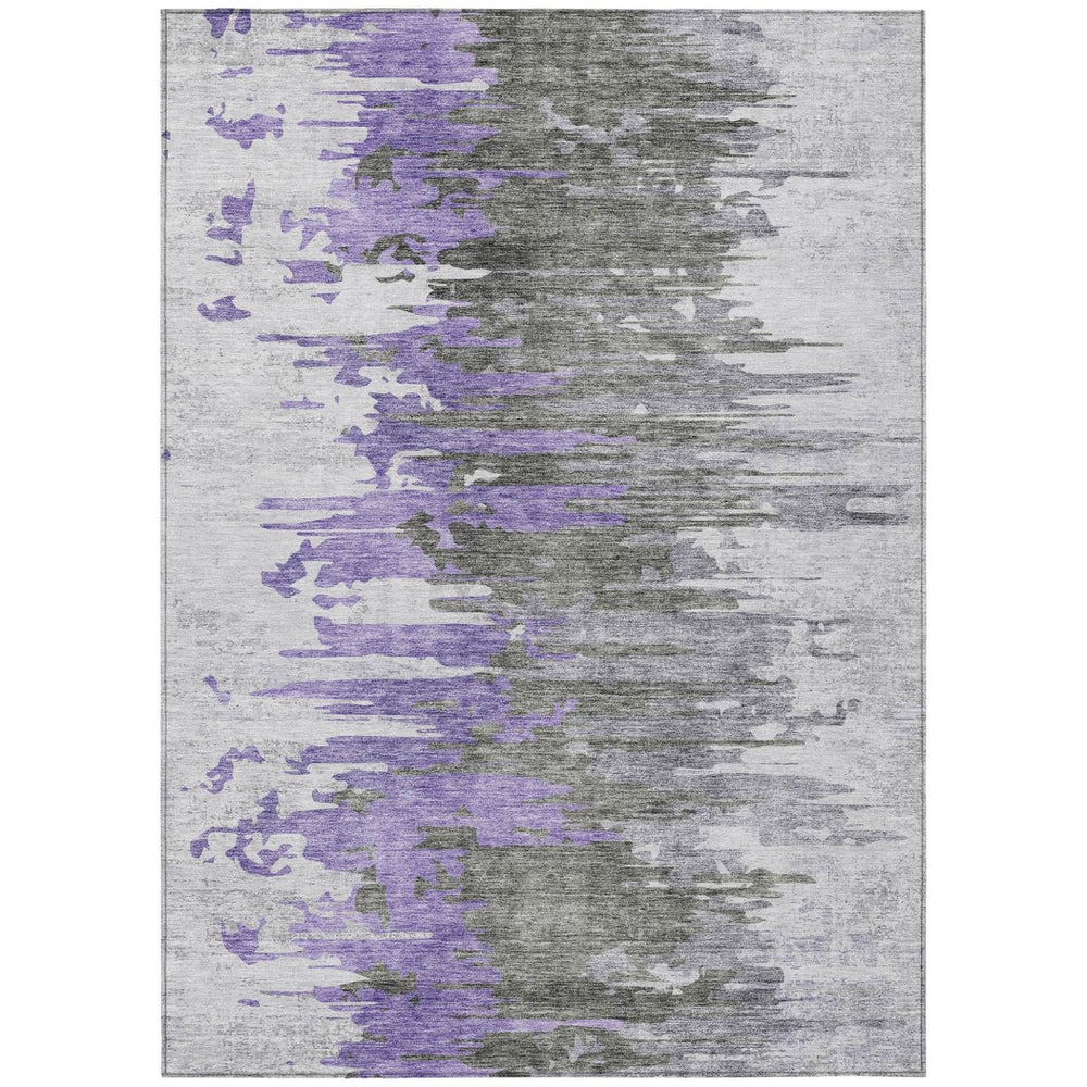HomeRoots 9' Modern Abstract Area Rug in Purple, Ivory & Charcoal – Stylish, Washable & Durable for Indoor/Outdoor Use 9' X 12' 582402