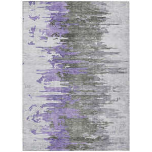 HomeRoots 9' Modern Abstract Area Rug in Purple, Ivory & Charcoal – Stylish, Washable & Durable for Indoor/Outdoor Use 9' X 12' 582402