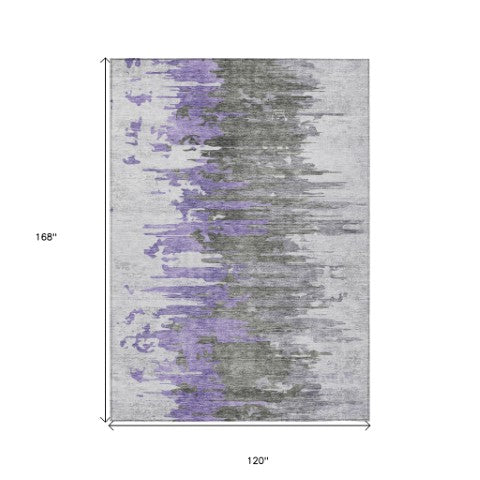 Homeroots 3' Blue Gray And Silver Abstract Washable Area Rug For Indoor And Outdoor Spaces - Durable Design 10' X 14' Polyester 582403