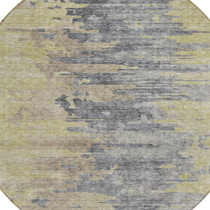 Homeroots 3' Blue Gray And Silver Abstract Washable Area Rug For Indoor And Outdoor Spaces - Durable Design 8' Round Polyester 582406