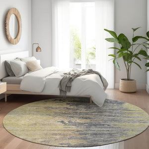 Homeroots 3' Blue Gray And Silver Abstract Washable Area Rug For Indoor And Outdoor Spaces - Durable Design 8' Round Polyester 582406