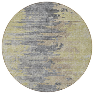 Homeroots 3' Blue Gray And Silver Abstract Washable Area Rug For Indoor And Outdoor Spaces - Durable Design 8' Round Polyester 582406