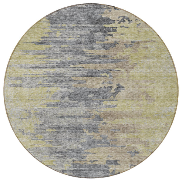 Homeroots 3' Blue Gray And Silver Abstract Washable Area Rug For Indoor And Outdoor Spaces - Durable Design 8' Round Polyester 582406