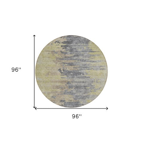 Homeroots 3' Blue Gray And Silver Abstract Washable Area Rug For Indoor And Outdoor Spaces - Durable Design 8' Round Polyester 582406