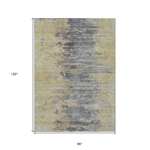 Homeroots 3' Blue Gray And Silver Abstract Washable Area Rug For Indoor And Outdoor Spaces - Durable Design 8' X 10' Polyester 582407