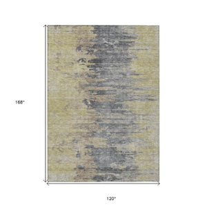 Homeroots 3' Blue Gray And Silver Abstract Washable Area Rug For Indoor And Outdoor Spaces - Durable Design 10' X 14' Polyester 582409