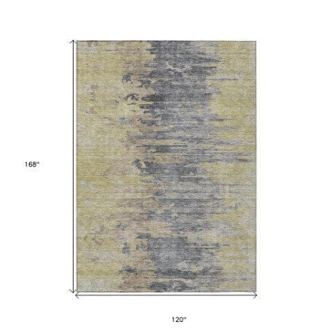 Homeroots 3' Blue Gray And Silver Abstract Washable Area Rug For Indoor And Outdoor Spaces - Durable Design 10' X 14' Polyester 582409