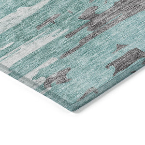 Homeroots 3' Blue Gray And Silver Abstract Washable Area Rug For Indoor And Outdoor Spaces - Durable Design 8' X 10' Polyester 582413