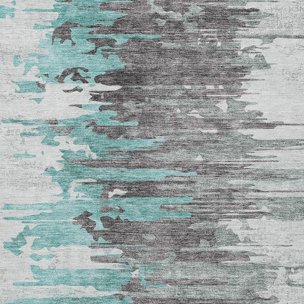 Homeroots 3' Blue Gray And Silver Abstract Washable Area Rug For Indoor And Outdoor Spaces - Durable Design 8' X 10' Polyester 582413