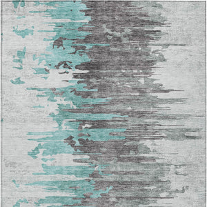 Homeroots 3' Blue Gray And Silver Abstract Washable Area Rug For Indoor And Outdoor Spaces - Durable Design 10' X 14' Polyester 582415