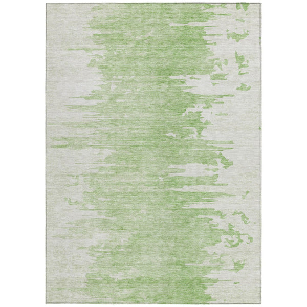 Homeroots 3' Stylish Green And Mint Abstract Washable Area Rug For Indoor And Outdoor Spaces, Durable Design 5' X 8' Polyester 582417