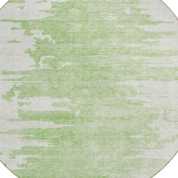 Homeroots 3' Stylish Green And Mint Abstract Washable Area Rug For Indoor And Outdoor Spaces, Durable Design 8' Round Polyester 582418