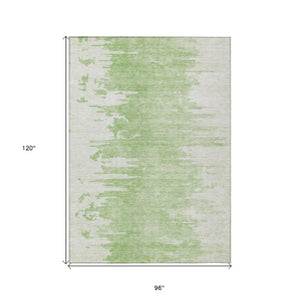 Homeroots 3' Stylish Green And Mint Abstract Washable Area Rug For Indoor And Outdoor Spaces, Durable Design 8' X 10' Polyester 582419