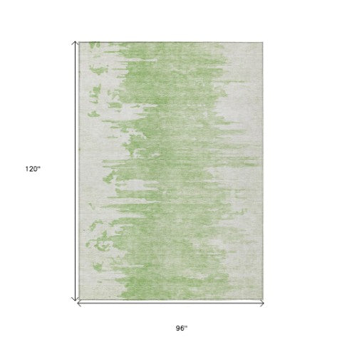 Homeroots 3' Stylish Green And Mint Abstract Washable Area Rug For Indoor And Outdoor Spaces, Durable Design 8' X 10' Polyester 582419