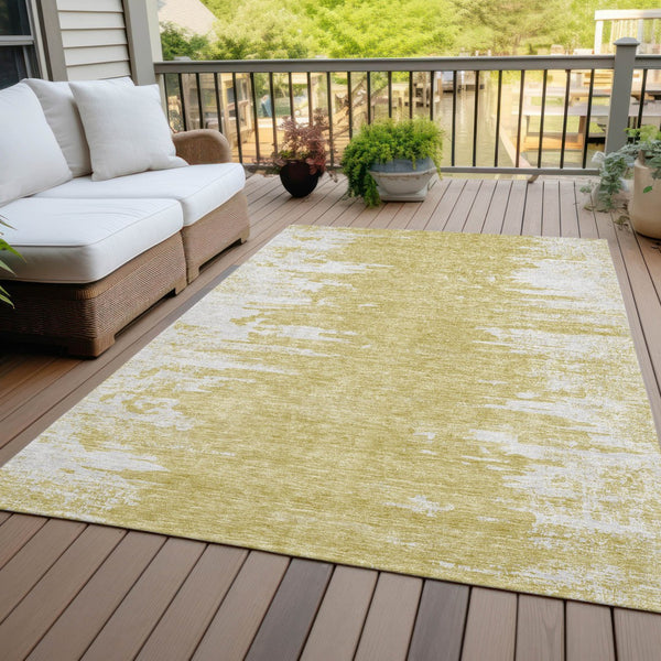Homeroots 3' Stylish Green And Mint Abstract Washable Area Rug For Indoor And Outdoor Spaces, Durable Design 3' X 5' Polyester 582422