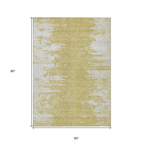 Homeroots 3' Stylish Green And Mint Abstract Washable Area Rug For Indoor And Outdoor Spaces, Durable Design 5' X 8' Polyester 582423