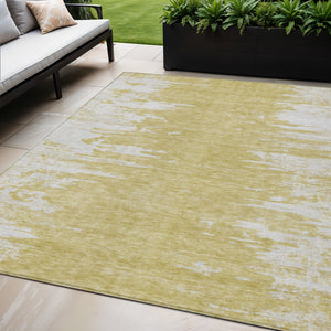 Homeroots 3' Stylish Green And Mint Abstract Washable Area Rug For Indoor And Outdoor Spaces, Durable Design 5' X 8' Polyester 582423