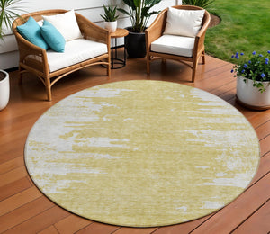 Homeroots 3' Stylish Green And Mint Abstract Washable Area Rug For Indoor And Outdoor Spaces, Durable Design 8' Round Polyester 582424
