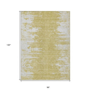 Homeroots 3' Stylish Green And Mint Abstract Washable Area Rug For Indoor And Outdoor Spaces, Durable Design 8' X 10' Polyester 582425