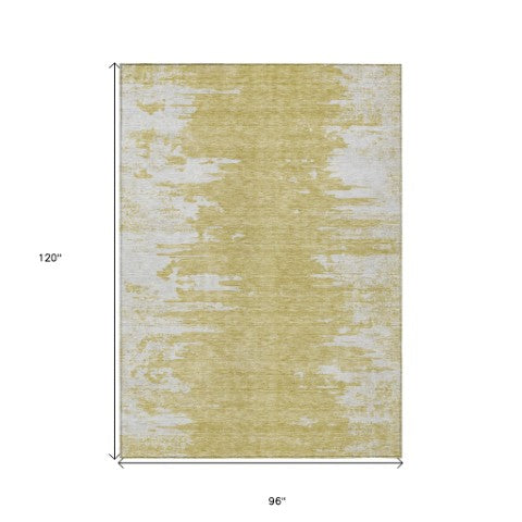 Homeroots 3' Stylish Green And Mint Abstract Washable Area Rug For Indoor And Outdoor Spaces, Durable Design 8' X 10' Polyester 582425