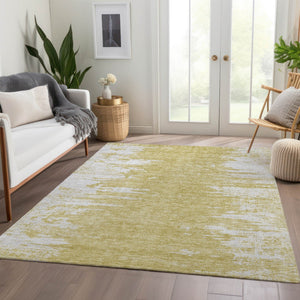 Homeroots 3' Stylish Green And Mint Abstract Washable Area Rug For Indoor And Outdoor Spaces, Durable Design 8' X 10' Polyester 582425