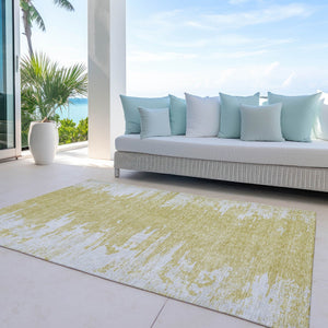 Homeroots 3' Stylish Green And Mint Abstract Washable Area Rug For Indoor And Outdoor Spaces, Durable Design 8' X 10' Polyester 582425