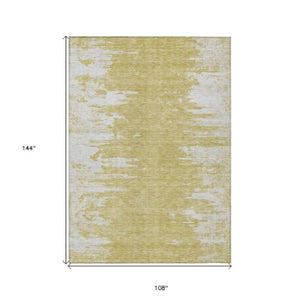 Homeroots 3' Stylish Green And Mint Abstract Washable Area Rug For Indoor And Outdoor Spaces, Durable Design 9' X 12' Polyester 582426