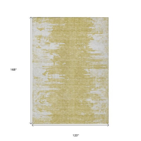 Homeroots 3' Stylish Green And Mint Abstract Washable Area Rug For Indoor And Outdoor Spaces, Durable Design 10' X 14' Polyester 582427