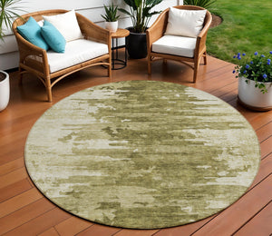 Homeroots 3' Stylish Green And Mint Abstract Washable Area Rug For Indoor And Outdoor Spaces, Durable Design 8' Round Polyester 582430