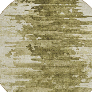 Homeroots 3' Stylish Green And Mint Abstract Washable Area Rug For Indoor And Outdoor Spaces, Durable Design 8' Round Polyester 582430