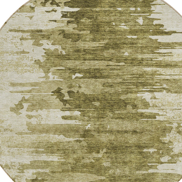 Homeroots 3' Stylish Green And Mint Abstract Washable Area Rug For Indoor And Outdoor Spaces, Durable Design 8' Round Polyester 582430