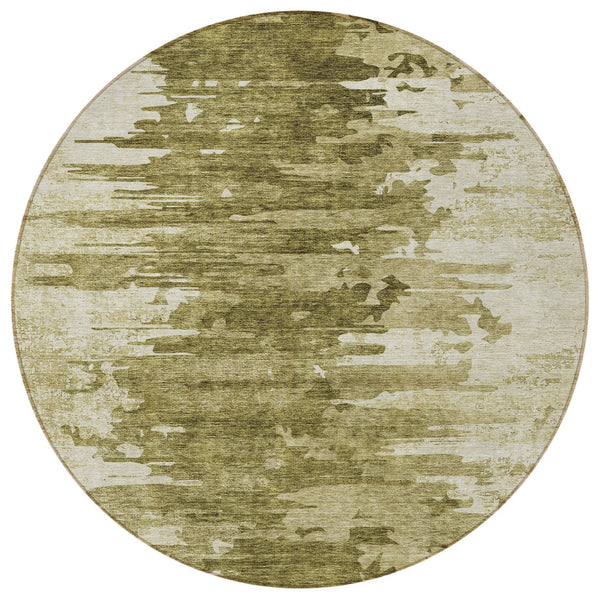 Homeroots 3' Stylish Green And Mint Abstract Washable Area Rug For Indoor And Outdoor Spaces, Durable Design 8' Round Polyester 582430
