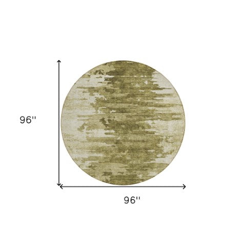 Homeroots 3' Stylish Green And Mint Abstract Washable Area Rug For Indoor And Outdoor Spaces, Durable Design 8' Round Polyester 582430