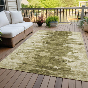Homeroots 3' Stylish Green And Mint Abstract Washable Area Rug For Indoor And Outdoor Spaces, Durable Design 8' X 10' Polyester 582431