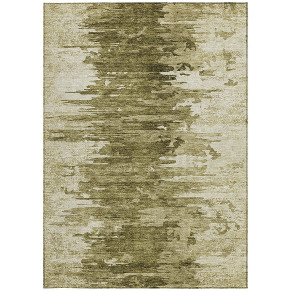 Homeroots 3' Stylish Green And Mint Abstract Washable Area Rug For Indoor And Outdoor Spaces, Durable Design 9' X 12' Polyester 582432