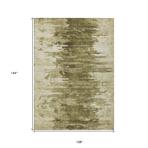 Homeroots 3' Stylish Green And Mint Abstract Washable Area Rug For Indoor And Outdoor Spaces, Durable Design 9' X 12' Polyester 582432