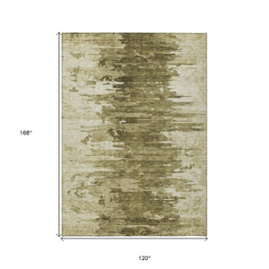 Homeroots 3' Stylish Green And Mint Abstract Washable Area Rug For Indoor And Outdoor Spaces, Durable Design 10' X 14' Polyester 582433