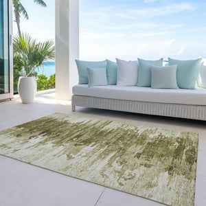 Homeroots 3' Stylish Green And Mint Abstract Washable Area Rug For Indoor And Outdoor Spaces, Durable Design 10' X 14' Polyester 582433
