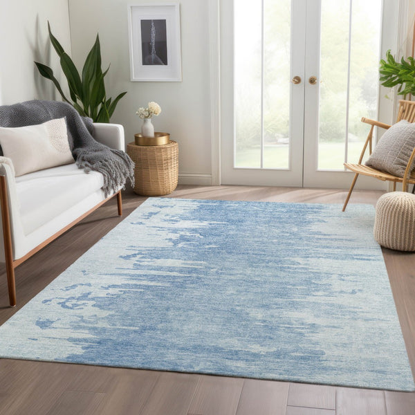 Homeroots 3' Stylish Green And Mint Abstract Washable Area Rug For Indoor And Outdoor Spaces, Durable Design 3' X 5' Polyester 582434