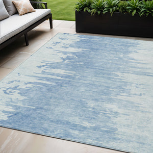 Homeroots 3' Stylish Green And Mint Abstract Washable Area Rug For Indoor And Outdoor Spaces, Durable Design 5' X 8' Polyester 582435