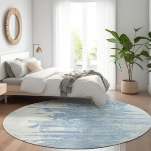 Homeroots 3' Stylish Green And Mint Abstract Washable Area Rug For Indoor And Outdoor Spaces, Durable Design 8' Round Polyester 582436