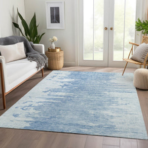 Homeroots 3' Stylish Green And Mint Abstract Washable Area Rug For Indoor And Outdoor Spaces, Durable Design 9' X 12' Polyester 582438