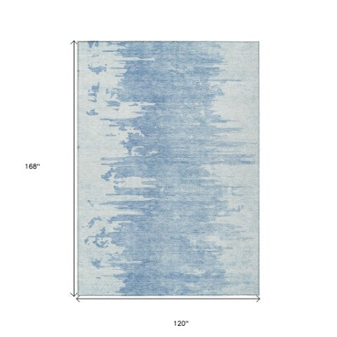 Homeroots 3' Stylish Green And Mint Abstract Washable Area Rug For Indoor And Outdoor Spaces, Durable Design 10' X 14' Polyester 582439