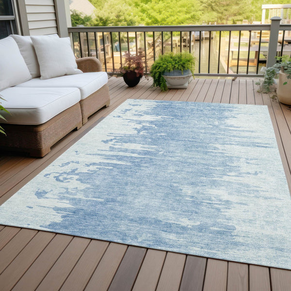 Homeroots 3' Stylish Green And Mint Abstract Washable Area Rug For Indoor And Outdoor Spaces, Durable Design 10' X 14' Polyester 582439