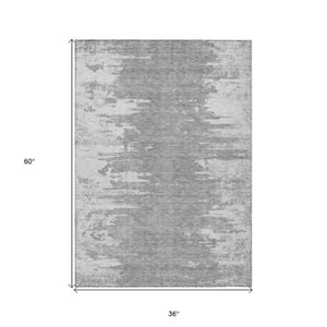 Homeroots 3' Stylish Green And Mint Abstract Washable Area Rug For Indoor And Outdoor Spaces, Durable Design 3' X 5' Polyester 582440