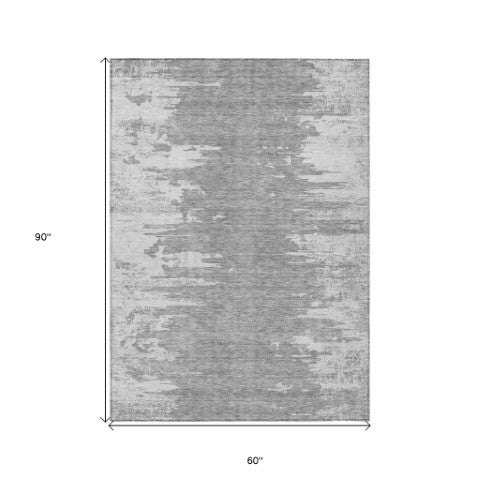 Homeroots 3' Stylish Green And Mint Abstract Washable Area Rug For Indoor And Outdoor Spaces, Durable Design 5' X 8' Polyester 582441