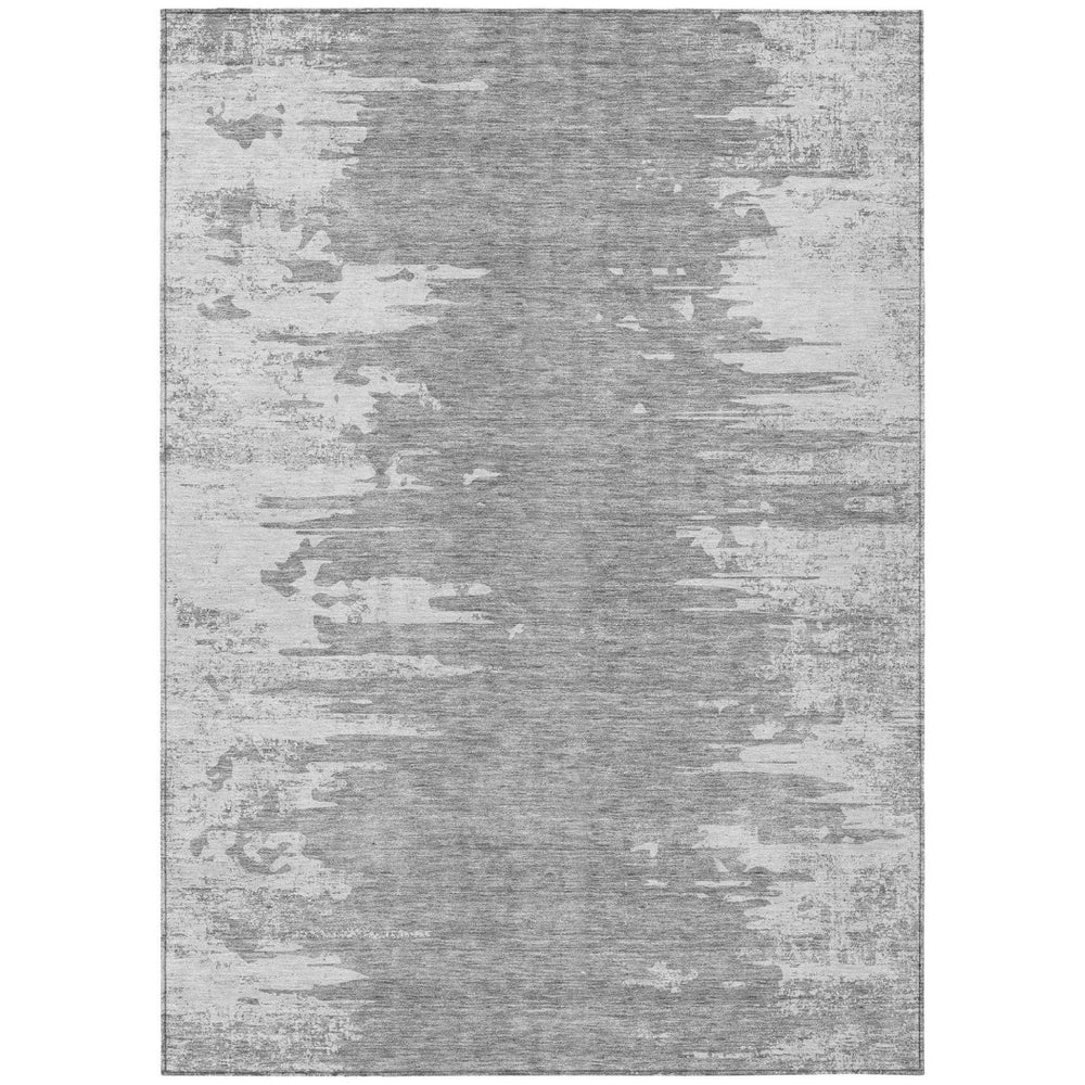 HomeRoots 5' Stylish Silver Gray and Ivory Abstract Washable Area Rug for Indoor and Outdoor Spaces 5' X 8' 582441