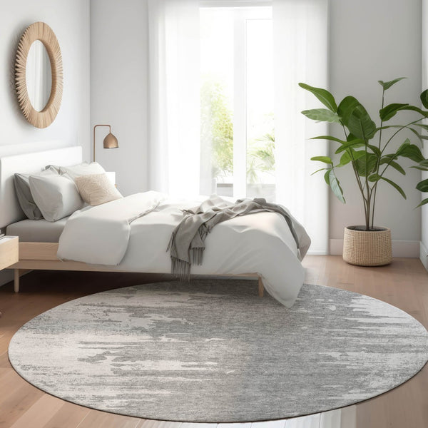 Homeroots 3' Stylish Green And Mint Abstract Washable Area Rug For Indoor And Outdoor Spaces, Durable Design 8' Round Polyester 582442