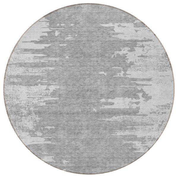 Homeroots 3' Stylish Green And Mint Abstract Washable Area Rug For Indoor And Outdoor Spaces, Durable Design 8' Round Polyester 582442