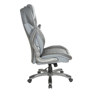 OSP Home Furnishings Bonded Leather Executive Chair with Lumbar Support Ergonomic Seating for Home Office ECH620867-EC2